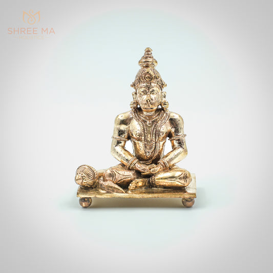 Meditating Hanuman 3.5" inches panchalogam bronze idol