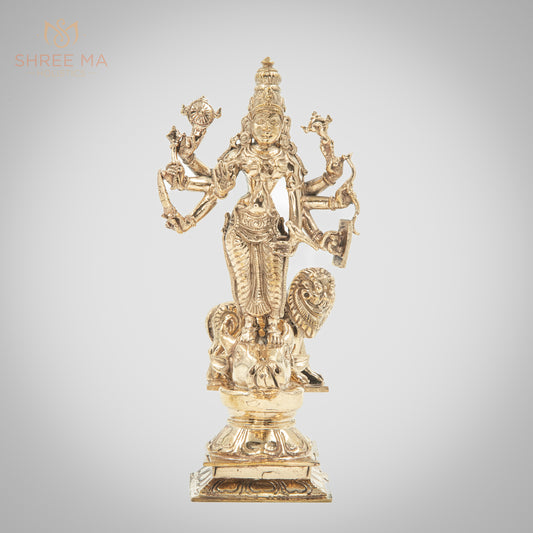 Durga with Lion 6" inches panchalogam bronze idol