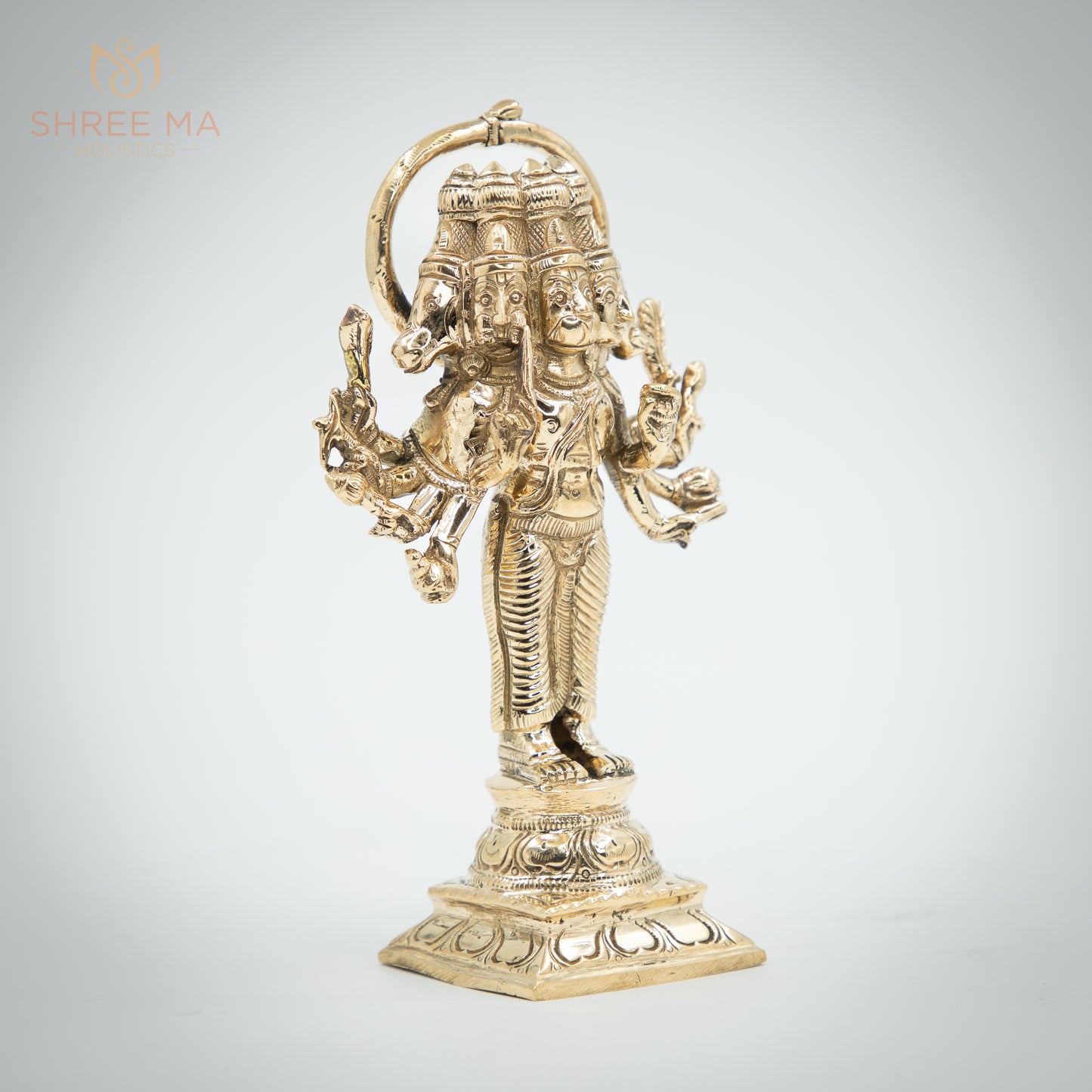 Panchamukhi Hanuman 6" | Handmade | Madhuchista-Vidhana (Lost-Wax casting) | Panchaloha Bronze from Swamimalai
