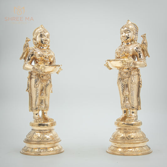 Paavai Vilakku (Deepa Lakshmi) set 11" inches | Handmade | Madhuchista-Vidhana (Lost-Wax casting) | Panchaloha Bronze from Swamimalai