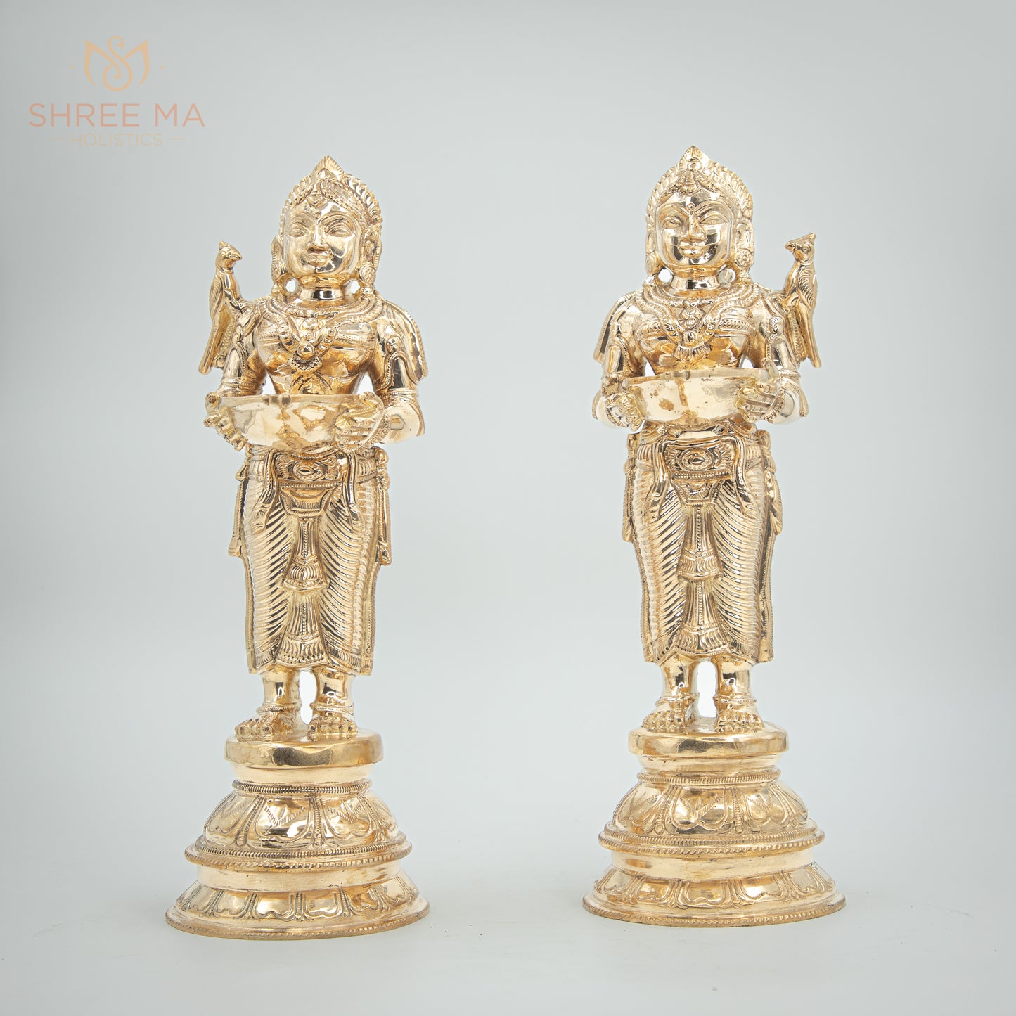 Paavai Vilakku (Deepa Lakshmi) set 11" inches | Handmade | Madhuchista-Vidhana (Lost-Wax casting) | Panchaloha Bronze from Swamimalai