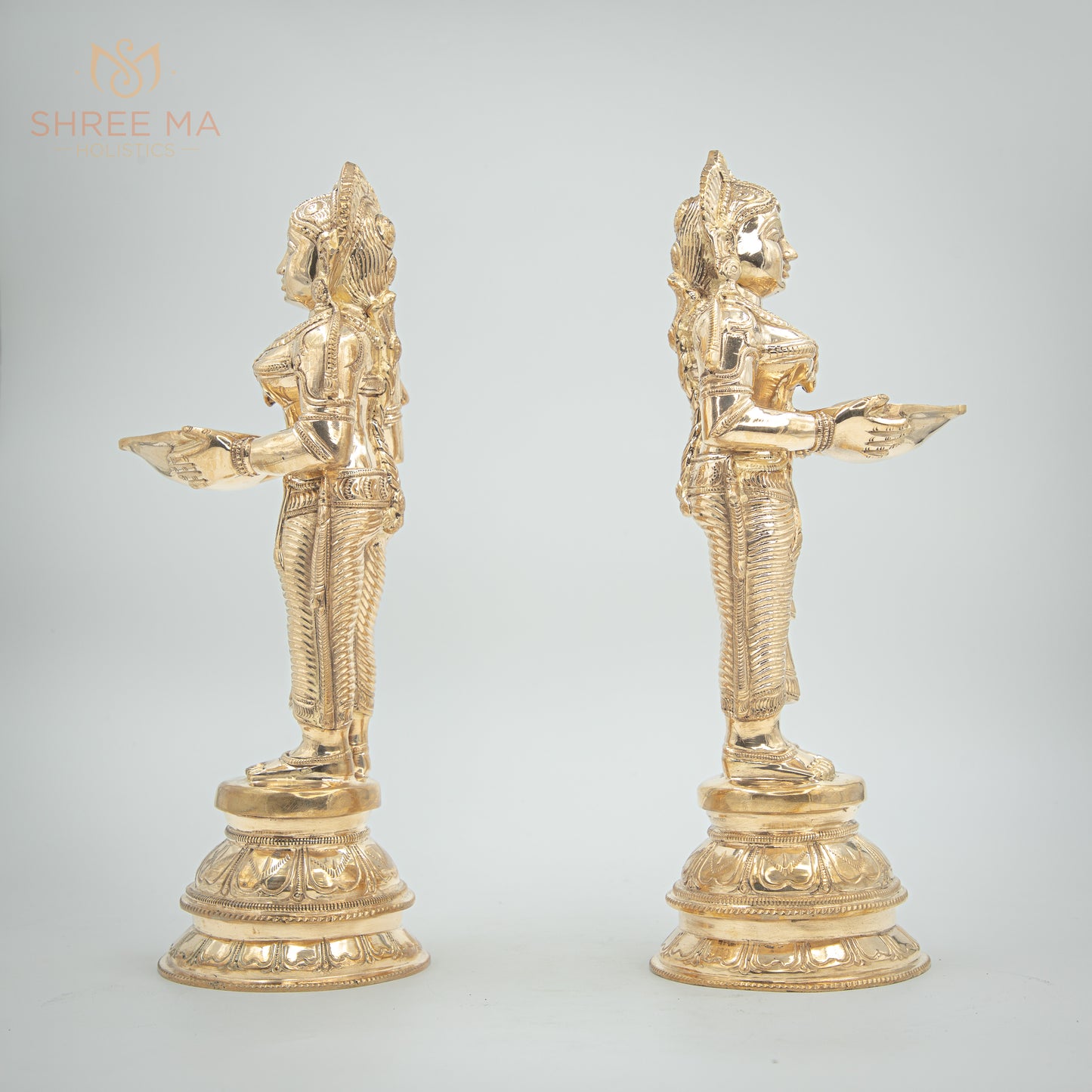 Paavai Vilakku (Deepa Lakshmi) set 11" inches | Handmade | Madhuchista-Vidhana (Lost-Wax casting) | Panchaloha Bronze from Swamimalai