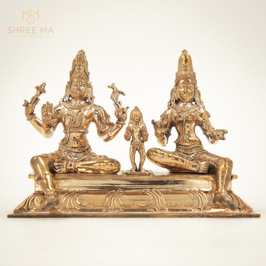 Somaskandar 5" | Handmade | Madhuchista-Vidhana (Lost-Wax casting) | Panchaloha Bronze from Swamimalai